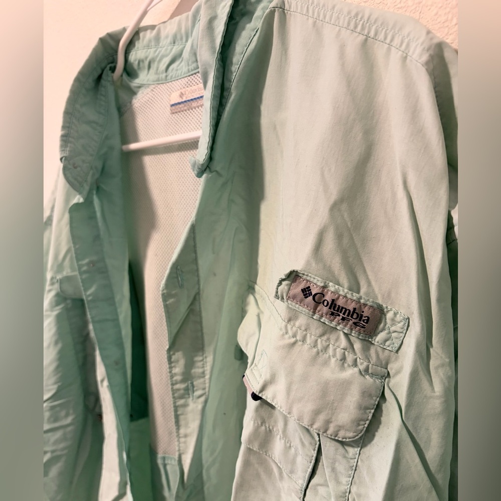 Columbia PFG Bahama II Short Sleeve Fishing Shirt Mint Green XXL - Picture 3 of 5